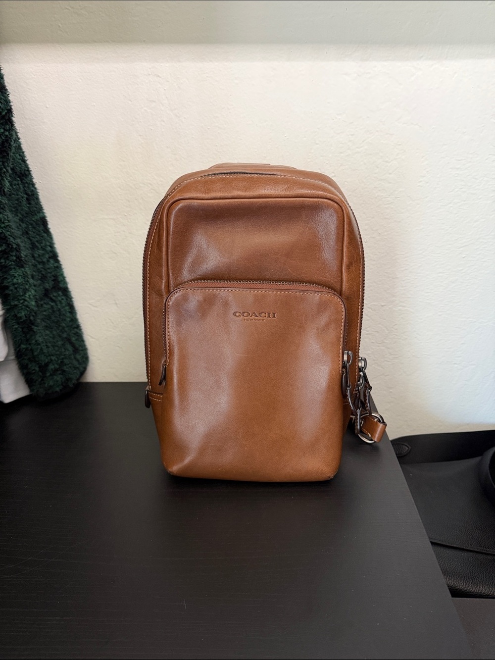 Coach Men’s Tan Leather Sling Belt Bag
